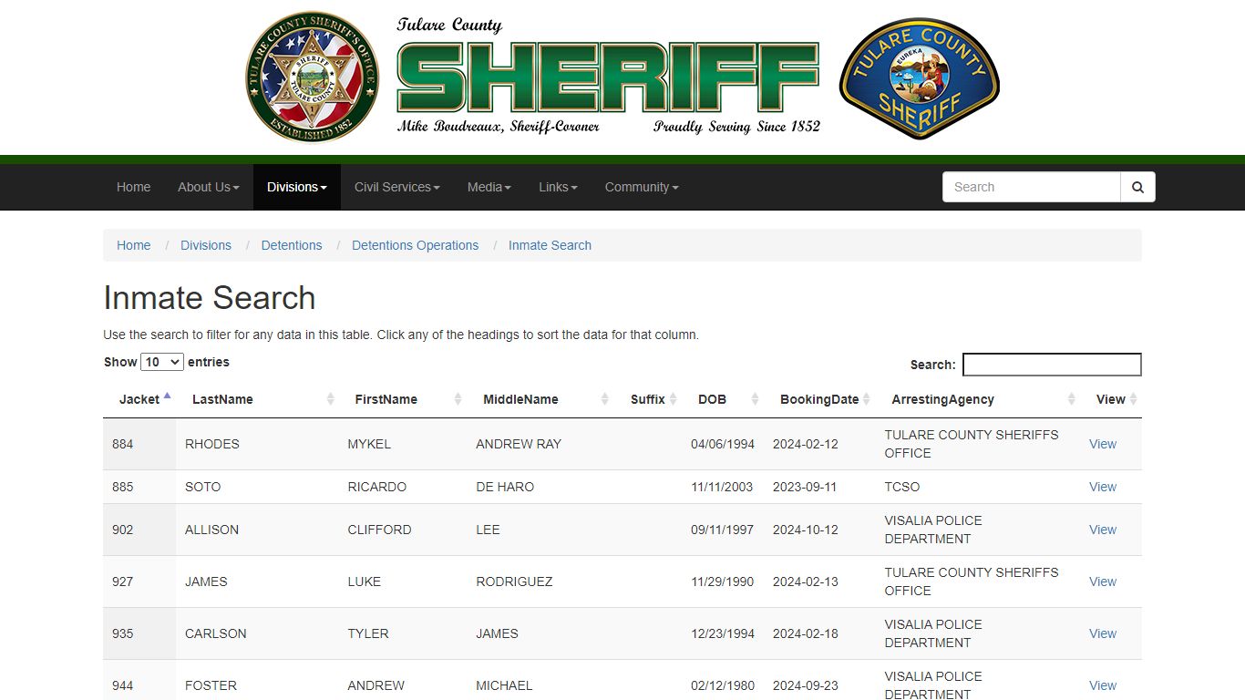 Inmate Search - Tulare County Sheriff