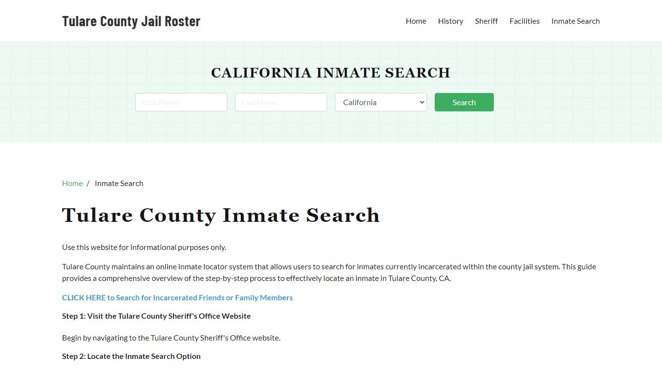 Tulare County, CA Detainee Lookup