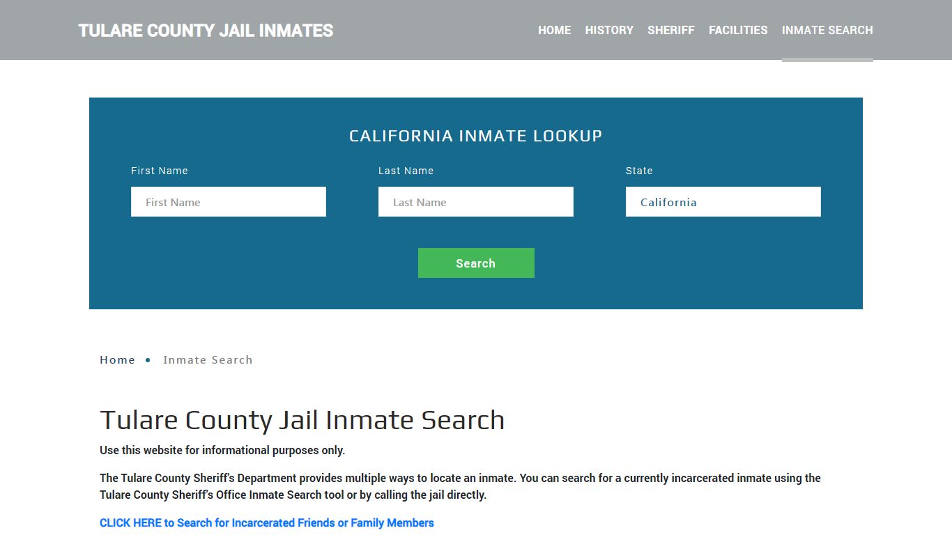 Tulare County, CA Detainee Lookup