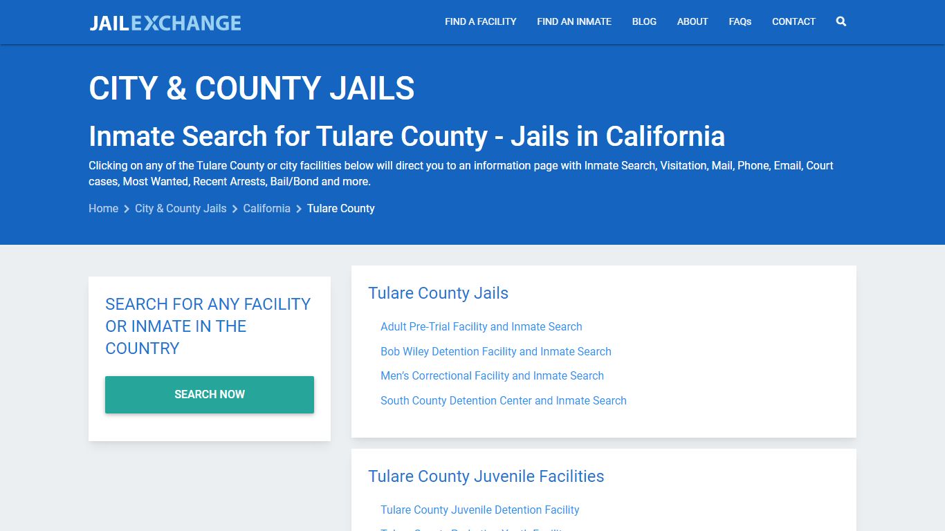 Inmate Search for Tulare County | Jails in California - Jail Exchange